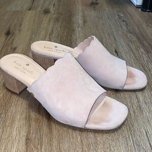 Kate Spade Blythe pink suede mules heels sz 8